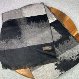 New Steven Land Scarf Black & Gray Viscose Polyester Knitted Rectangular‎ Warm